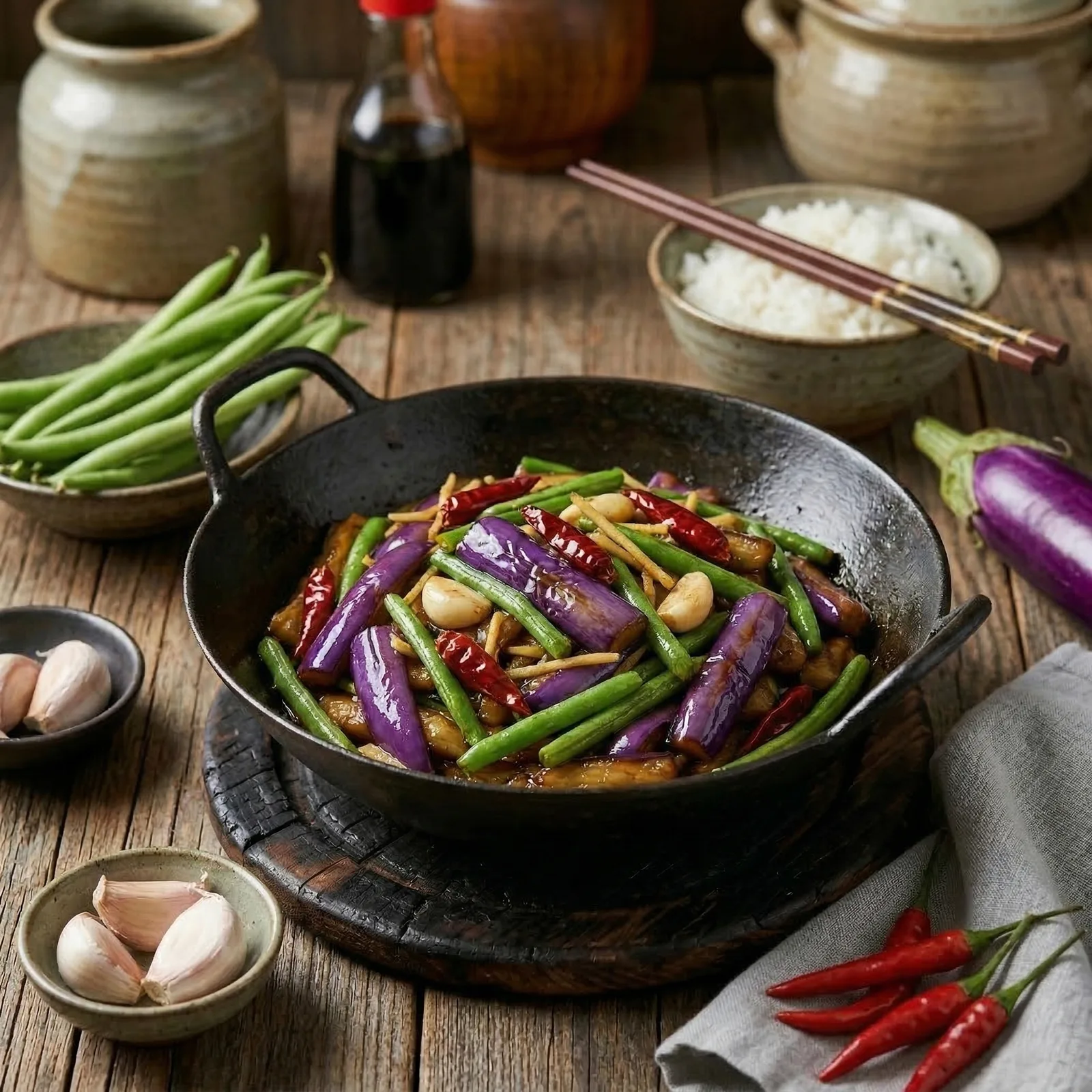 Aubergine Bean Wok